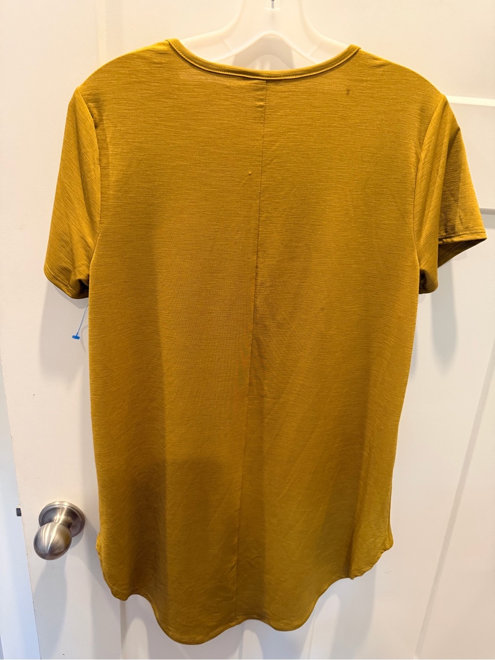 NWT Cato Medium Mustard Crisscross Neck Top High Low Hem Short Sleeve - Picture 5 of 9